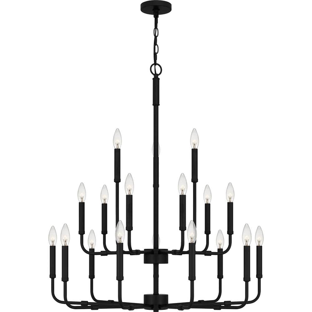 Abner Matte Black 18-Light Industrial Chandelier