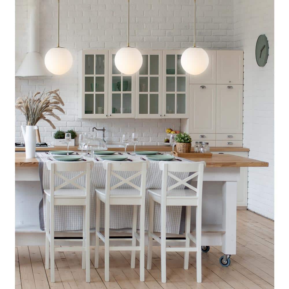 Bleecker 7.75" White Glass Globe LED Pendant Light