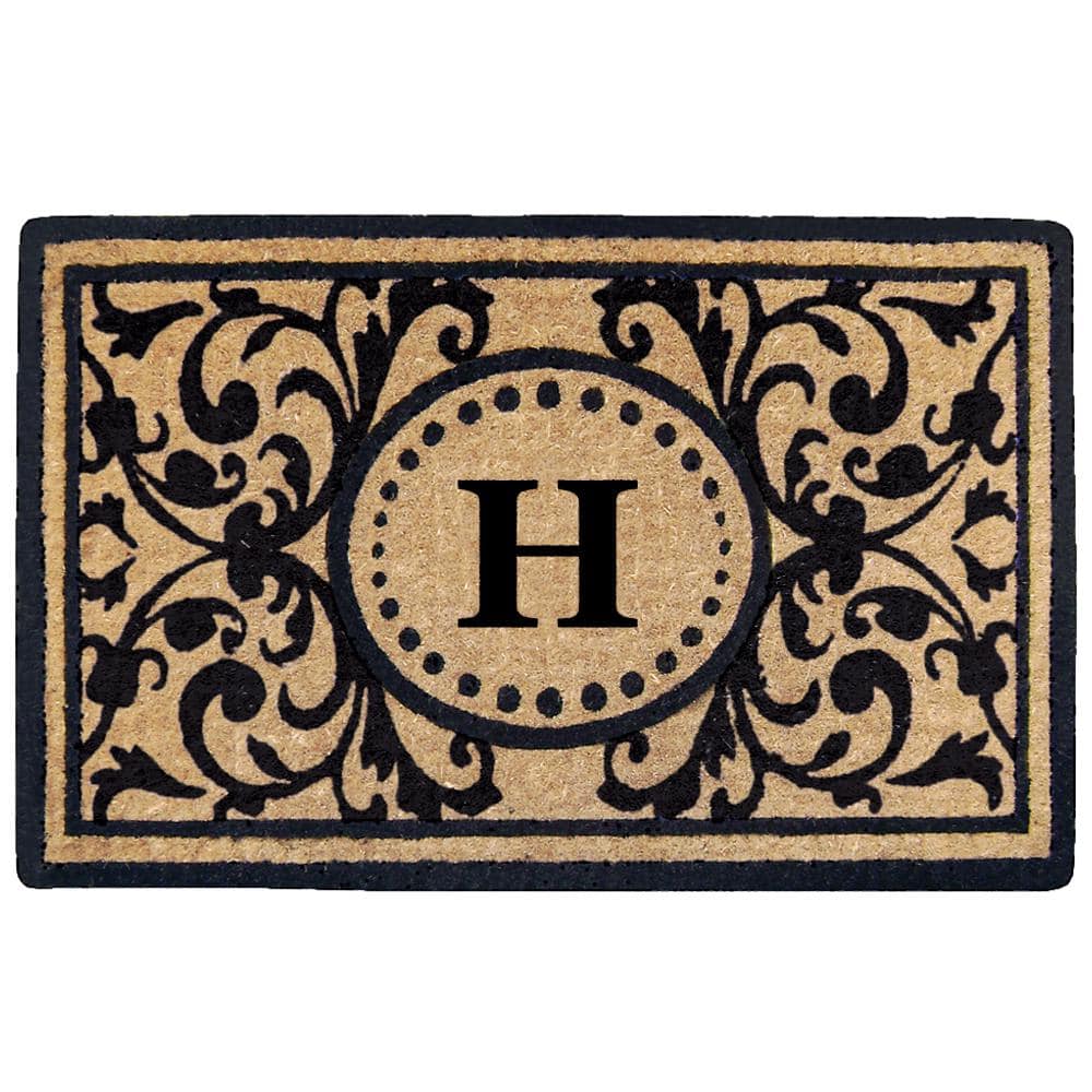 Heavy Duty Black 22 in. x  36 in. Coir Heritage Monogrammed H Indoor Outdoor Door Mat price history on PriceWatchPro
