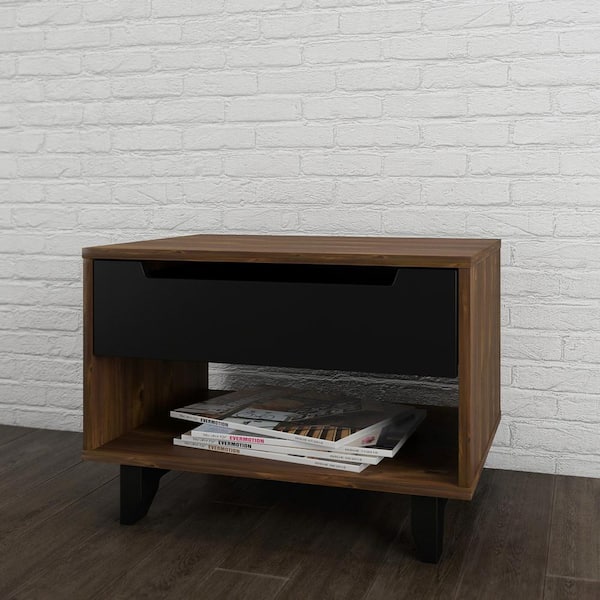 Nexera 1-Drawer Truffle and Black Nightstand