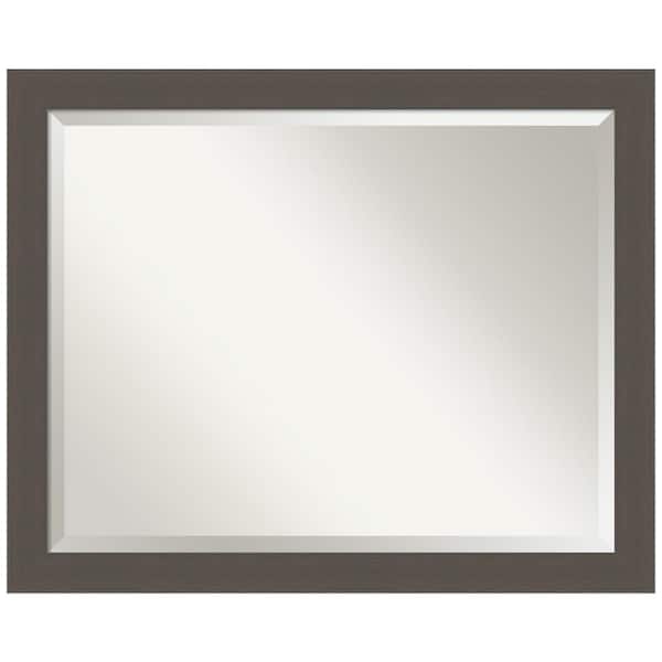 Amanti Art Medium Rectangle Brushed Pewter Beveled Glass Casual Mirror (25.5 in. H x 31.5 in. W)