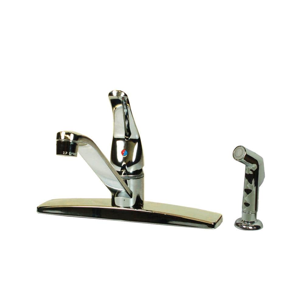 UPC 758665000049 product image for RV Faucet with D-Spout, Single Lever Handle and Sprayer 8 in. 4-Hole - Chrome | upcitemdb.com