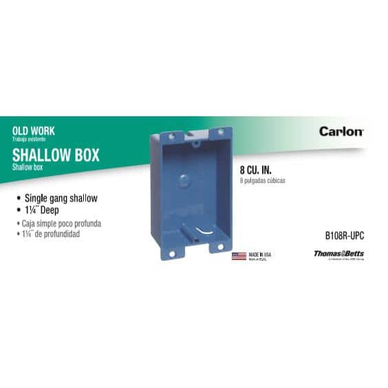 Carlon 1-Gang 22 cu. in. New Work PVC Electrical Outlet Box B122A-UPC - The  Home Depot