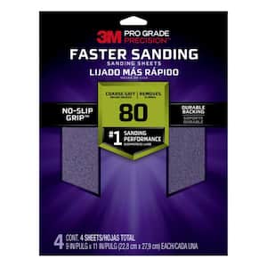 Pro Grade Precision 9 in. x 11 in. 80 Grit Coarse Faster Sanding Sanding Sheets (4-Pack)