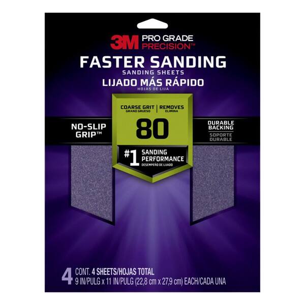 3M Pro Grade Precision 9 in. x 11 in. 80 Grit Coarse Faster Sanding Sanding Sheets (4-Pack)