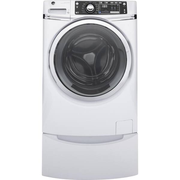GE 4.9 cu. ft. High-Efficiency Stackable White Front Loading Washing Machine with Steam, ENERGY STAR