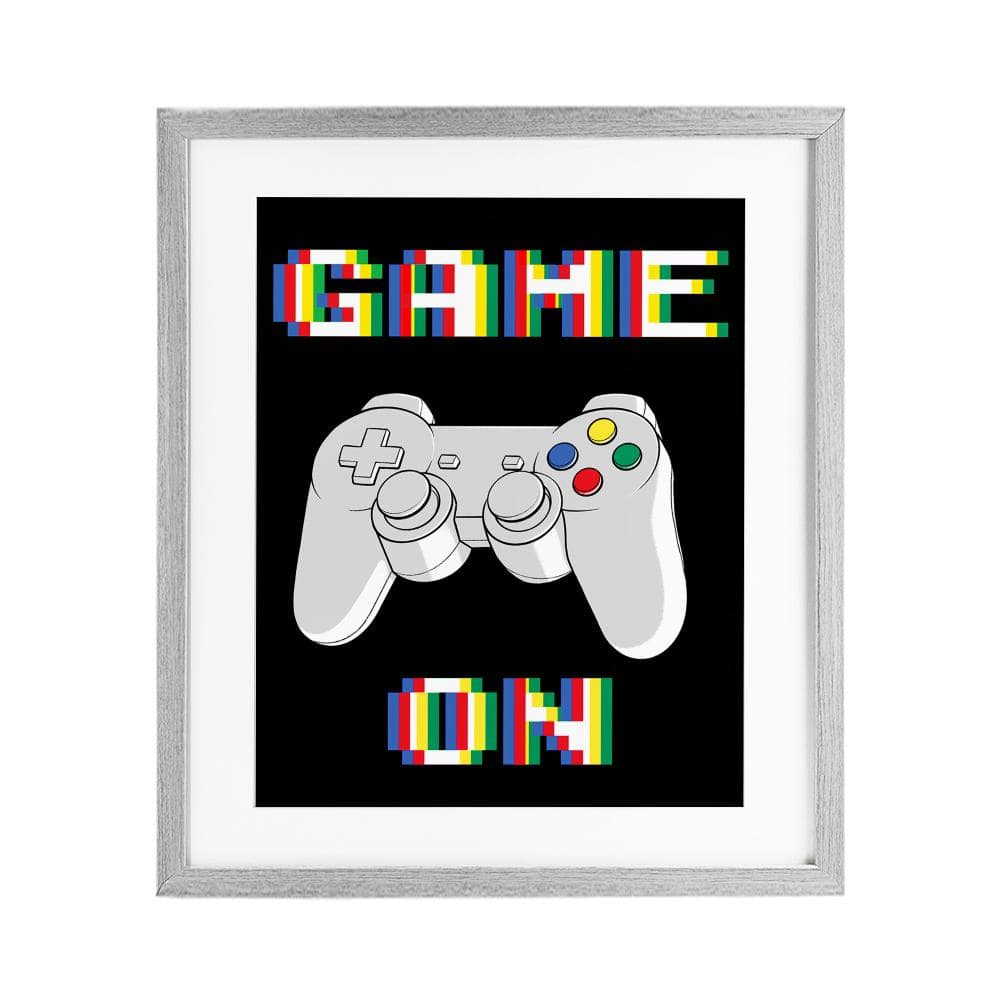 Colorful Digital Game On Gray Framed Print Under Glass, design by Marcus Prime