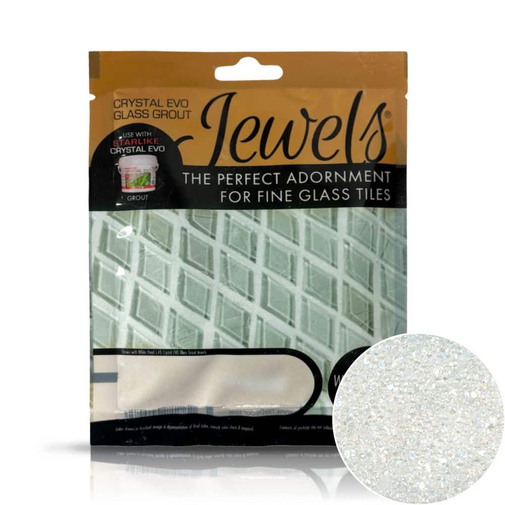White Pearl Crystal Glass Grout with Jewels Additive Combo