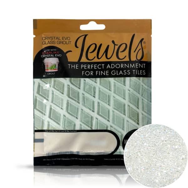 Crystal Glass Grout Jewels White Pearl 75 grams (1-Pack)