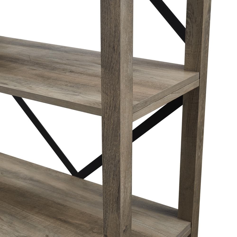 Gray 64" Water Resistant 4-Shelf Wood Bookcase