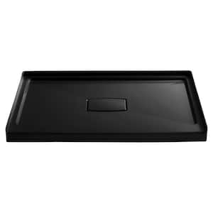 Archer 48 in. L x 36 in. W Alcove Shower Pan Base with Center Drain and Removable Cover in Black