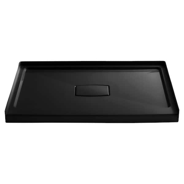 KOHLER Archer 48 in. L x 36 in. W Alcove Shower Pan Base with Center Drain and Removable Cover in Black