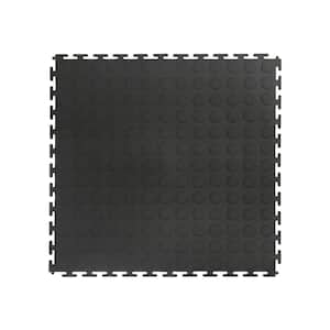 Black Raised Coin 18 in. W x 18 in. L x 0.1 in. Thick Rubber Exercise\Gym Flooring Tiles (6 Tiles\Case) (13.5 sq. ft.)
