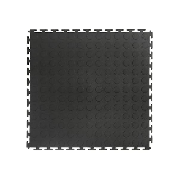 TrafficMaster Black Raised Coin 18 in. x 18 in. x 3.1 mm Rubber Interlocking Modular Flooring Tiles, 6-Pack (13.5 sq. ft.)