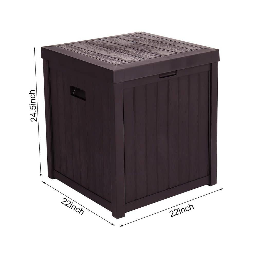 Brown Plastic Wicker Lockable Outdoor Storage Deck Box