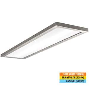 48 in. x 12 in. Low Profile Selectable LED Flush Mount Ceiling Flat Panel Brushed Nickel Rectangle 4000 Lumens Dimmable