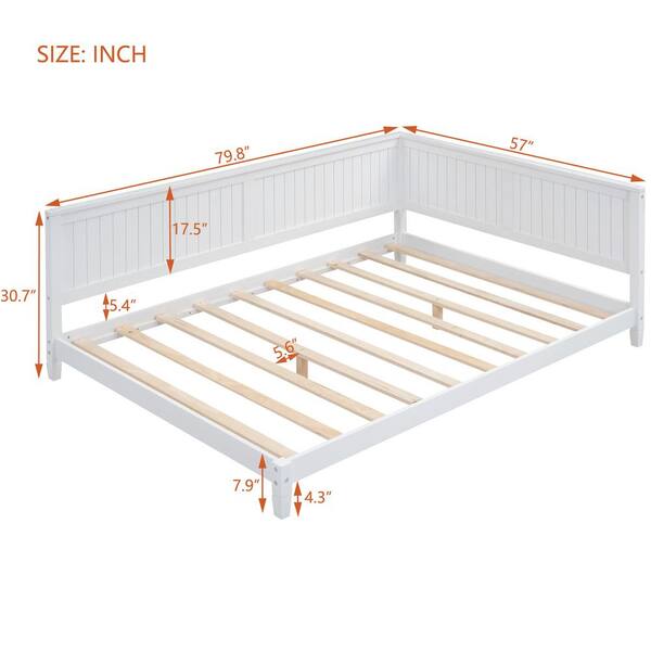 Harper & Bright Designs Gray Wood Frame Full Size Daybed with Semi-Enclosed Bed  Rail QMY196AAE-F - The Home Depot