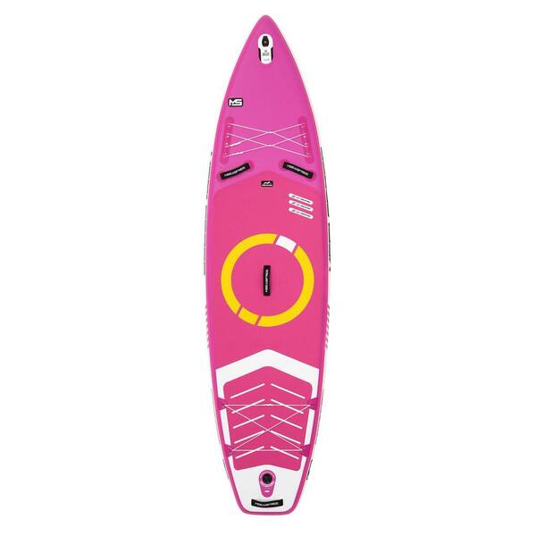 Sudzendf 34 in. W x 132 in. L x 6 in. H Baby Pink Inflatable Stand Up Paddle Board with Accessories