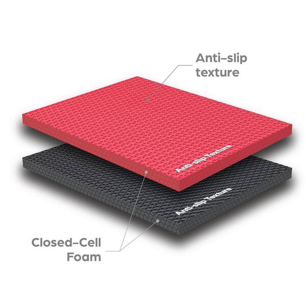 Norsk Black/Red 24 in. x 24 in. x 0.79 in. Foam Reversible Interlocking Floor Mat (4-Pack) Norsk Black/Red 24 in. x 24 in. x 0.79 in. Foam Reversible Interlocking Floor Mat (4-Pack)