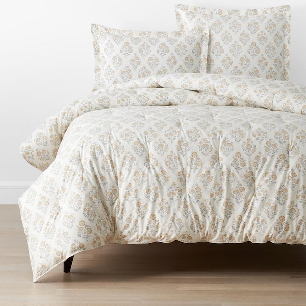 The Company Store Company Cotton Mariel Bouquet Gold King/California King Cotton Percale Comforter