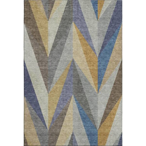 Mayfield Premium Machine Washable Abstract AMF2265 Gold 10 ft. x 14 ft. Area Rug