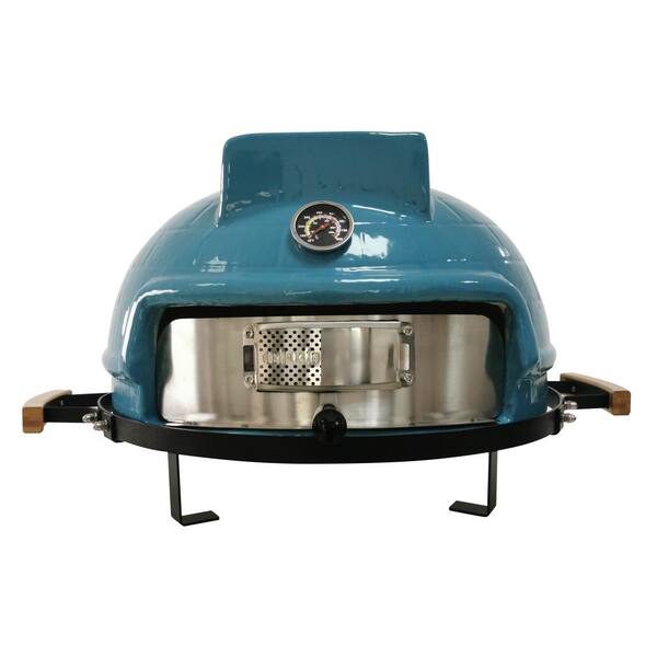 Matrix Decor 15.7 in. Wood Burning Stainless Steel Portable Outdoor Pizza Oven with Complete Accessories for Outdoor Cooking, Blue-Green