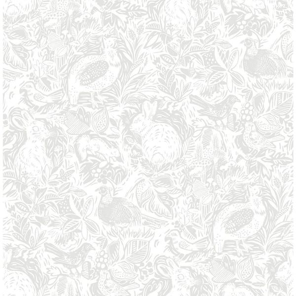 A-Street Prints Revival Light Grey Fauna Light Grey Wallpaper Sample