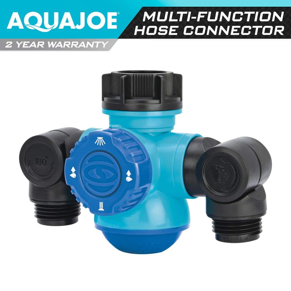 AQUA JOE Multi-Function Outdoor Faucet and Dual Garden Hose Tap ...