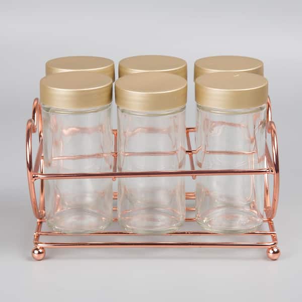 Handmade Mini Spice Rack includes 6 Glass Jars 