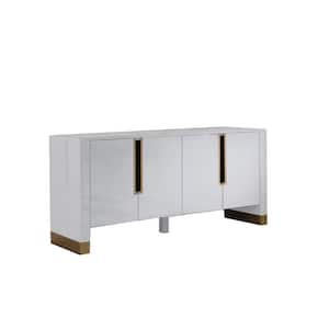Severino 68 in. White High Gloss with Gold Accent Modern-Sideboard