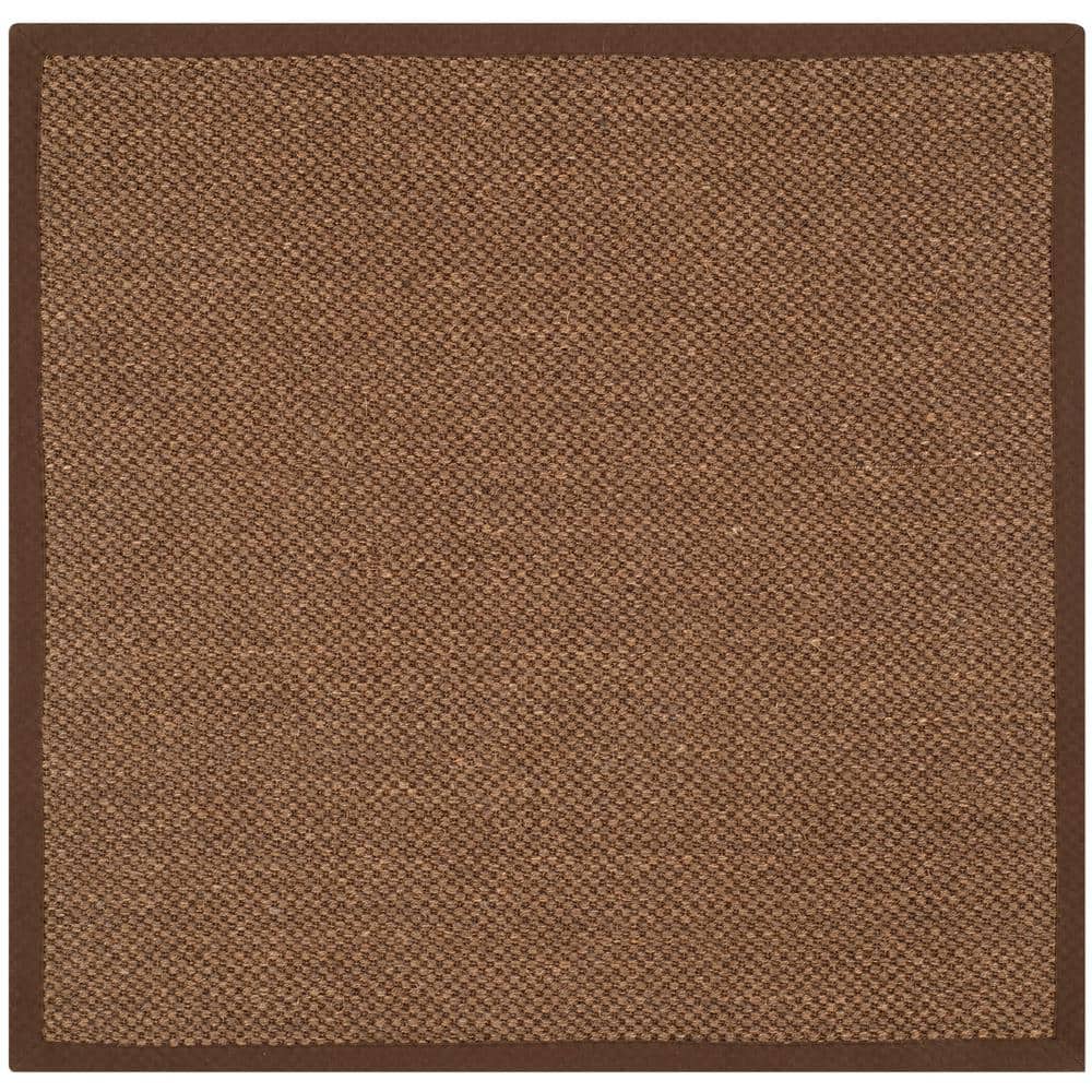 Hand-Knotted Cotton Natural Fiber 6' Square Brown Area Rug