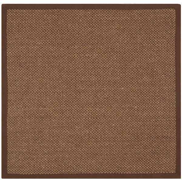 Natural Fiber Brown 6 ft. x 6 ft. Square Border Area Rug