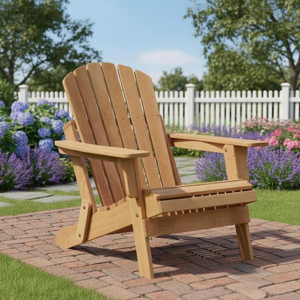 Clihome Light Brown Patio Hemlock Wood Folding Oversized