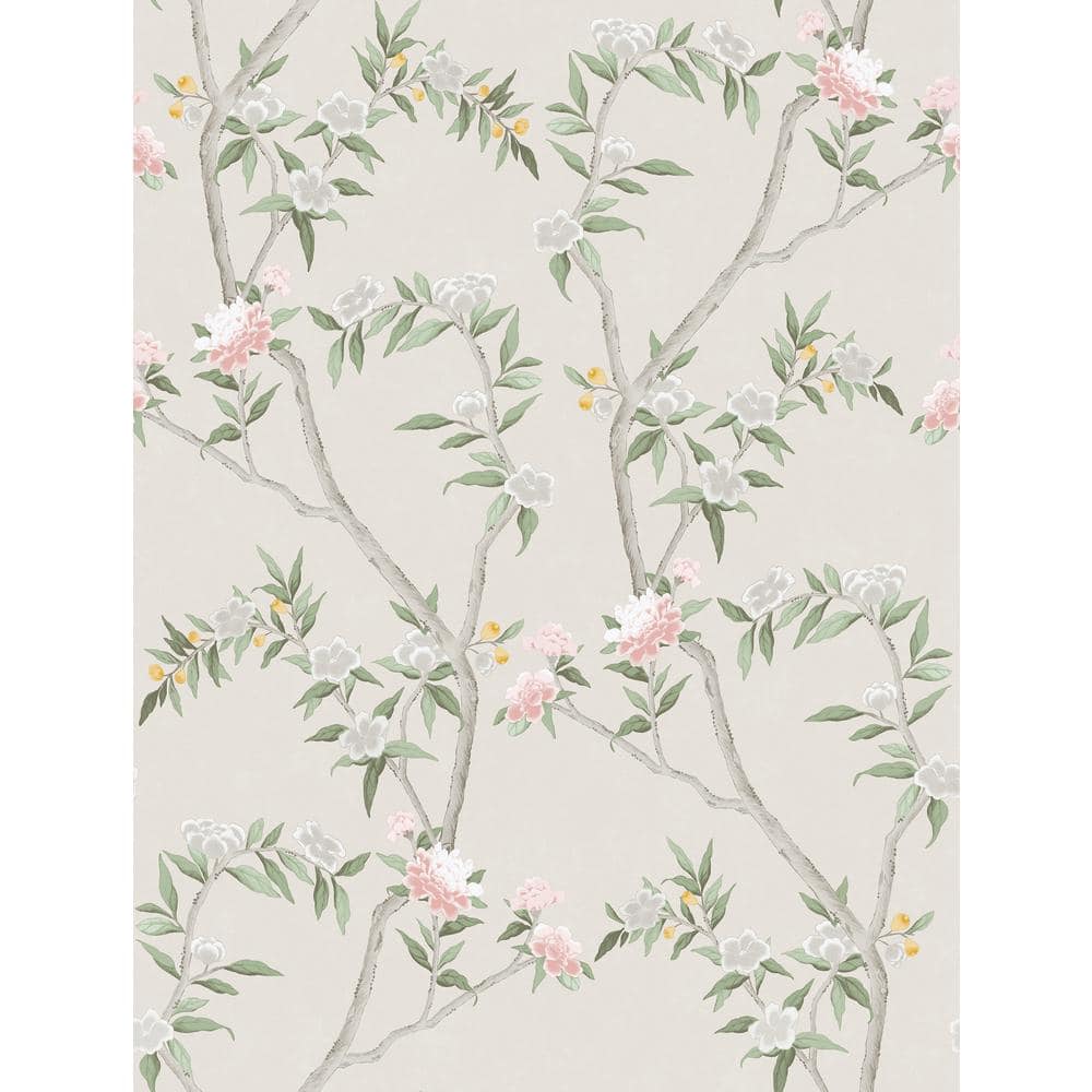 Spring Blossom Collection Chinoiserie Floral Vine Off-White Matte Finish No