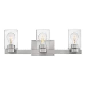 Miley 21.5 in. 3 Light Brushed Nickel With Clear Glass Vanity Light