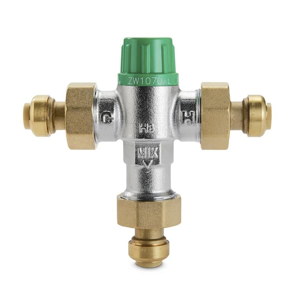 Wilkins 1/2 in. ZW1070XLPF Aqua-Gard Thermostatic Mixing Valve with Z-Bite Push Fit Fittings Lead Free