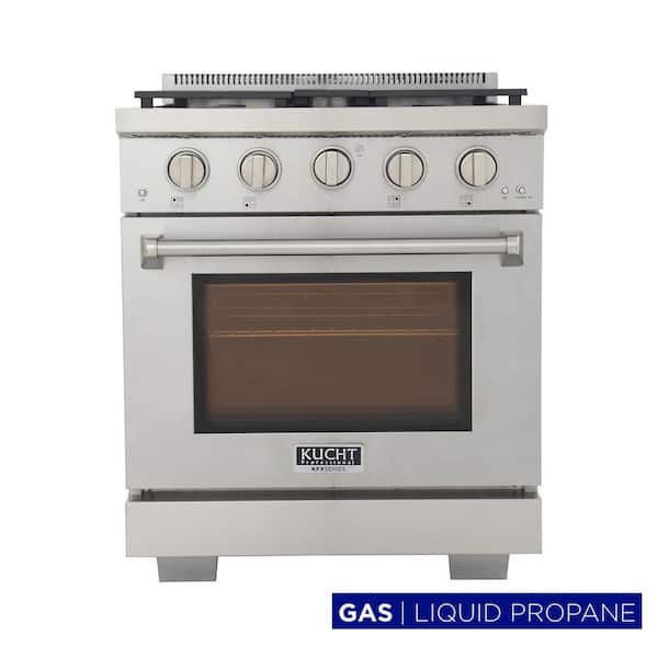 30 in. 4.2 cu. ft. 4-Burners Freestanding Propane Gas Range and Convection Oven in Stainless Steel w/True Simmer Burners