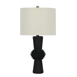 25.5 in. Black Contemporary Totem Indoor Table Lamp with Decorator Shade