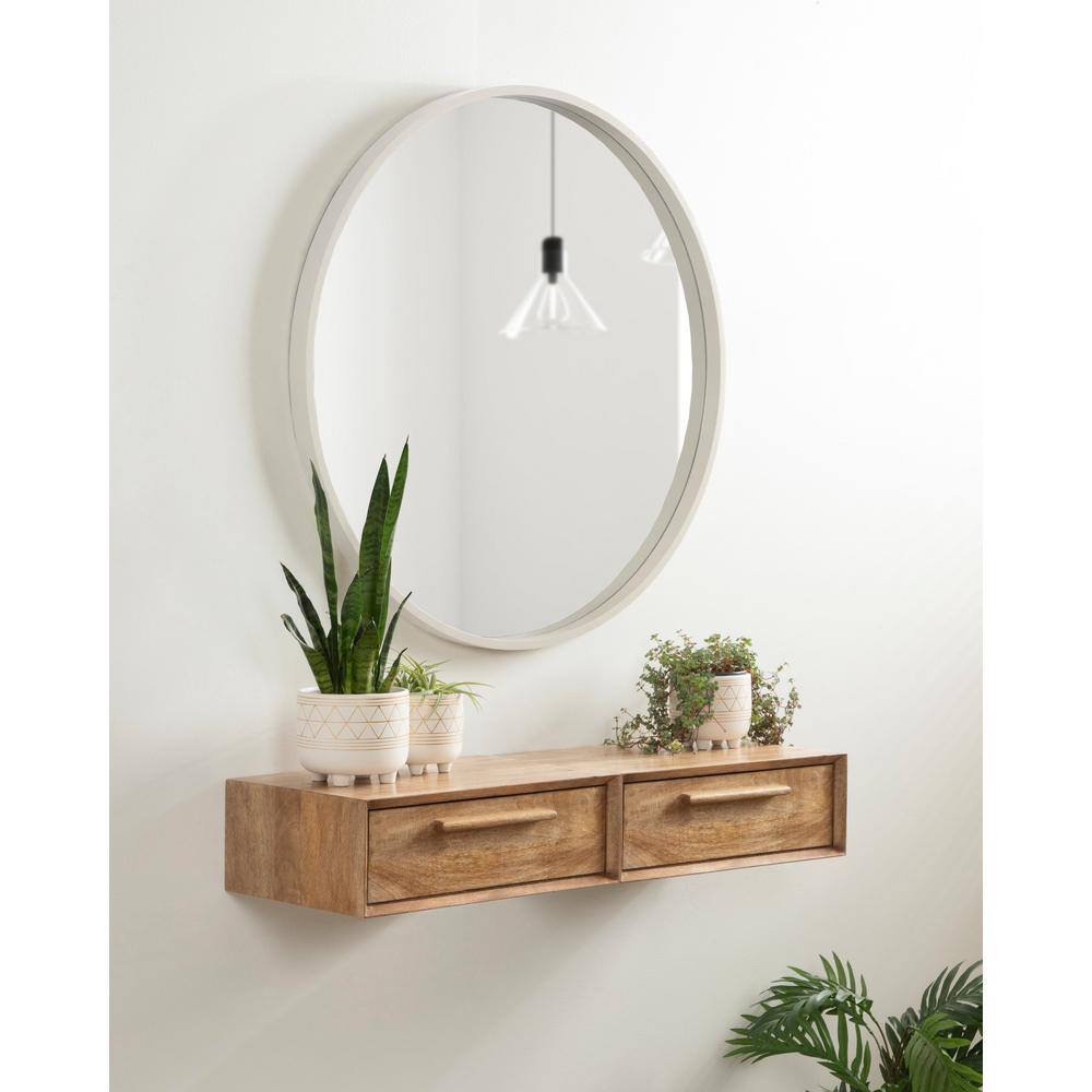 Natural Mango Wood Floating Cube Wall Shelf with Concealed Cubby