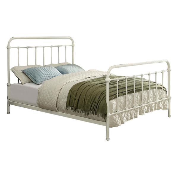 Vera White Metal Frame King Platform Bed AD1154WHEKBED The Home Depot