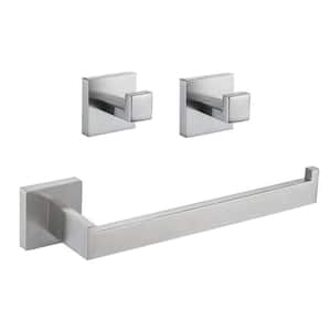 Wall Mounted 3 -Piece Bath Hardware Set Towel Holder Set Towel Hooks with Mounting Hardware in Brushed Nickel