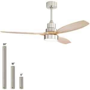 52 in. Indoor/Outdoor Wood Nickel Ceiling Fan with Light and 6 Speed Remote Control