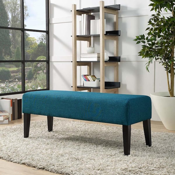 MODWAY Connect Upholstered Fabric Bench in Teal