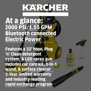 2000 PSI 1.55 GPM K 5 Premium Smart Control CHK Cold Water Electric Pressure Washer Plus Surface Cleaner