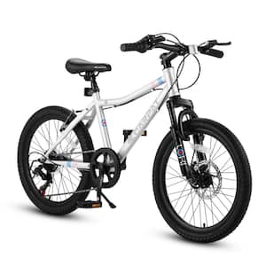 20 in. Kids Mountain Bike Gear Shimano 7-Speed Bike for Boys and Girls in White