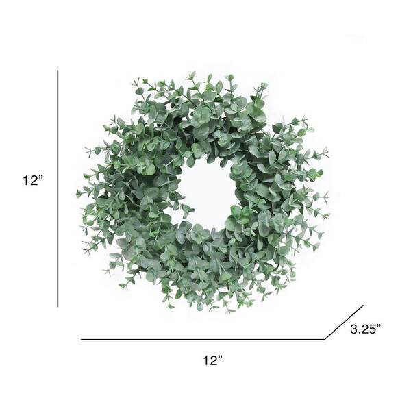 16 in. Frosted Green Artificial Eucalyptus Leaf Foliage Greenery Wreath