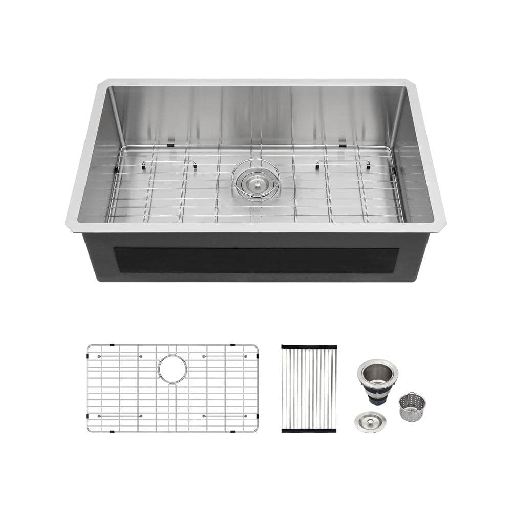 32 in. Undermount Sink Brushed 16 Gauge Stainless Steel Kitchen Sink price history on PriceWatchPro