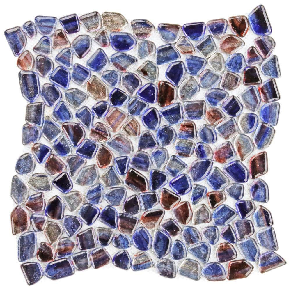 Fargin Pebble Dusk Blue 4.32 in. x 0.24 in. Polished Glass Wall Mosaic Tile Sample price history on PriceWatchPro