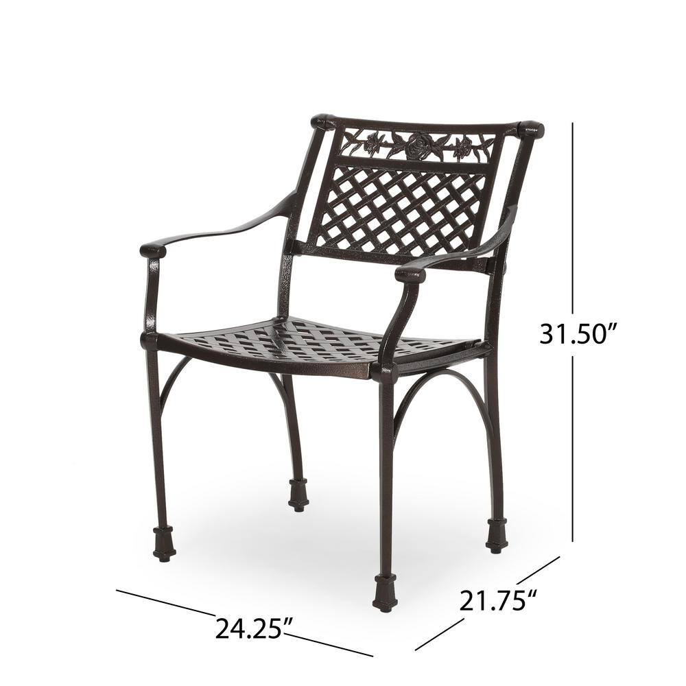 Hammered Bronze Aluminum Outdoor Dining Arm Chair Set