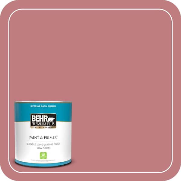 BEHR PREMIUM PLUS 1 qt. #MQ1-12 Chick Flick Satin Enamel Low Odor Interior Paint & Primer